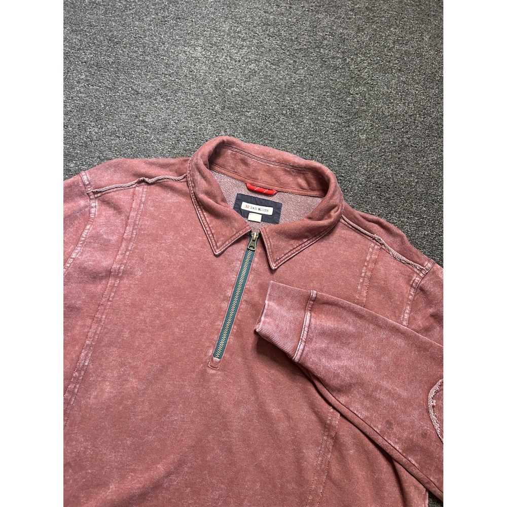 32 Bar Blues Quarter Zip Pullover‎ Burgundy Mens XL Faded French Terry Sweater